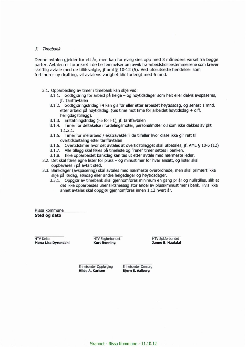 1.3. Erstatningsfridag (F5 for F1), jf. tariffavtalen 3.1.4. Timer for deltakelse i fordelingsmøter, personalmøter o.i som ikke dekkes av pkt 1.1.2.1. 3.1.5. Timer for merarbeid / ekstravakter i de tilfeller hvor disse ikke gir rett til overtidsbetaling etter tariffavtalen 3.