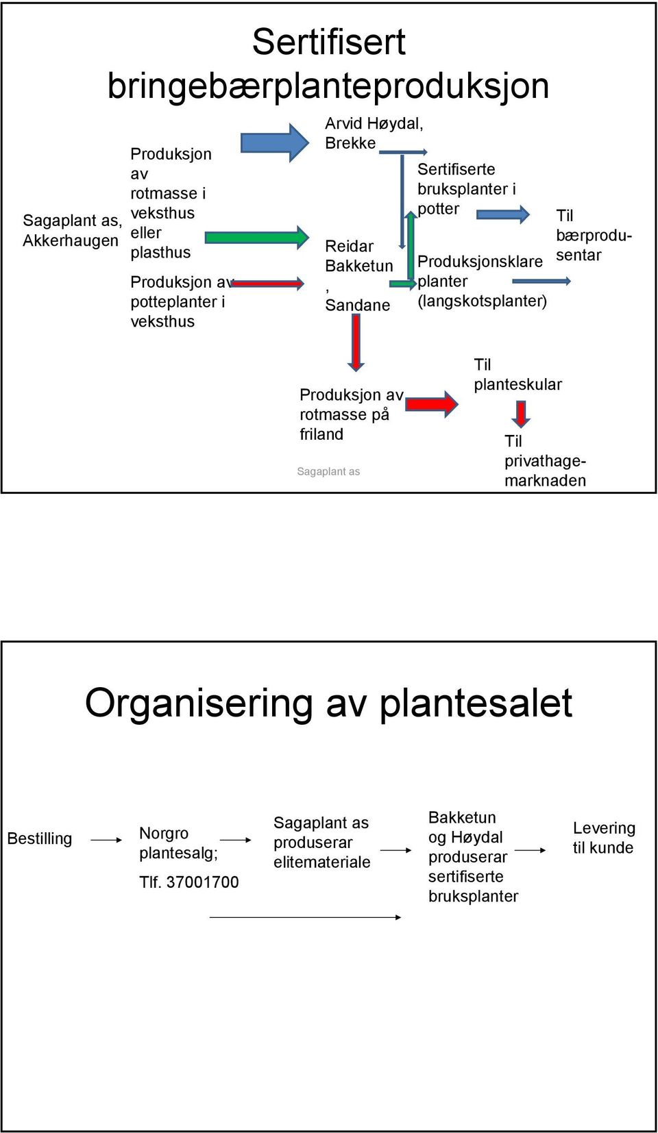 (langskotsplanter) Til bærprodusentar Produksjon av rotmasse på friland Til planteskular Til privathagemarknaden Organisering av