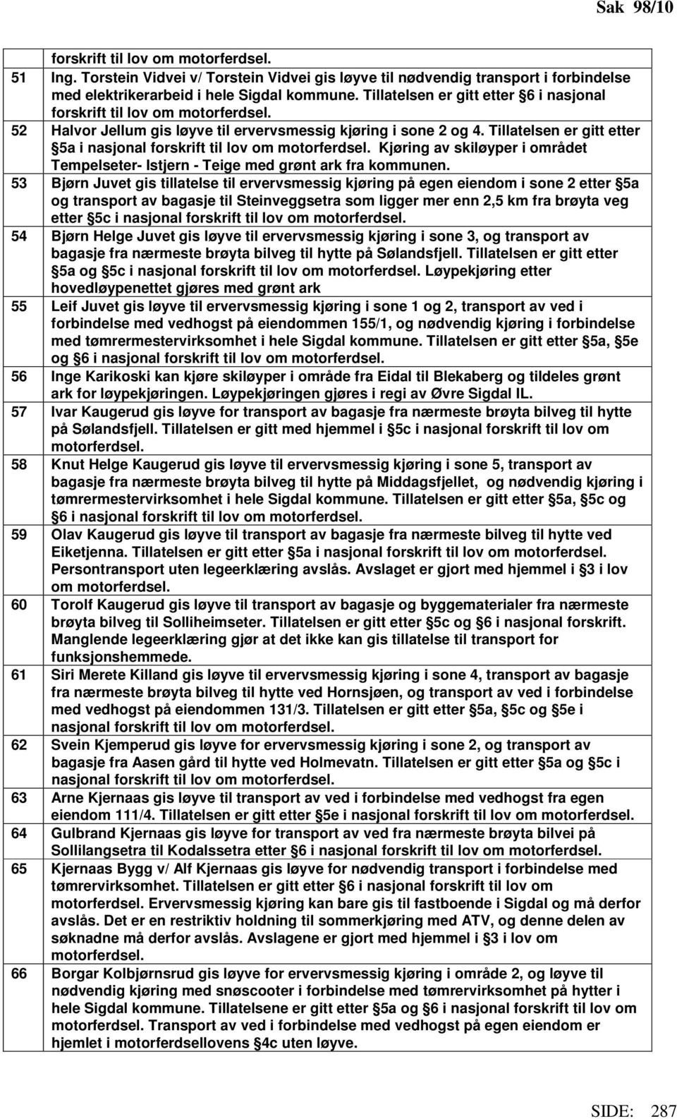 Tillatelsen er gitt etter 5a i Kjøring av skiløyper i området Tempelseter- Istjern - Teige med grønt ark fra kommunen.