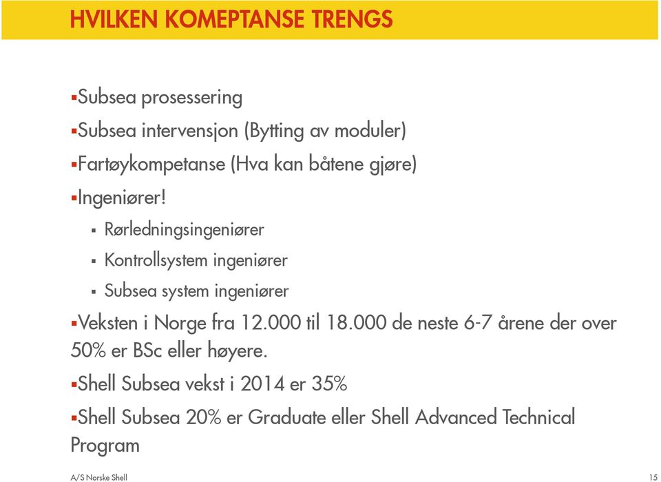 Rørledningsingeniører Kontrollsystem ingeniører Subsea system ingeniører Veksten i Norge fra 12.