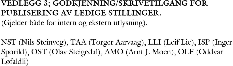NST (Nils Steinveg), TAA (Torger Aarvaag), LLI (Leif Lie), ISP