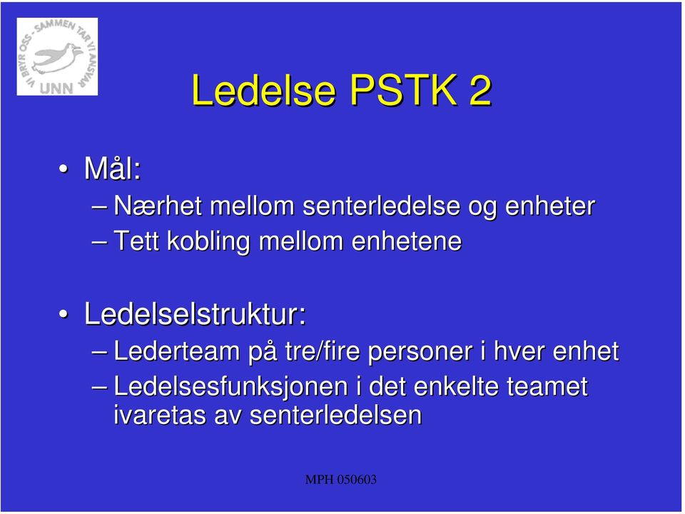 Lederteam påp tre/fire personer i hver enhet