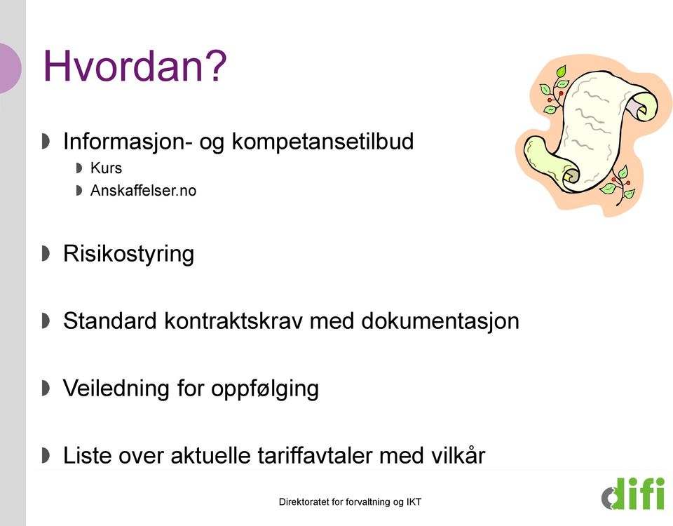 no Risikostyring Standard kontraktskrav med