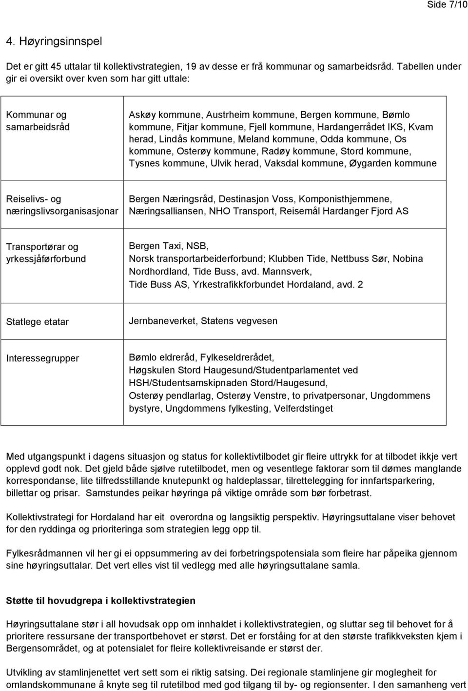 IKS, Kvam herad, Lindås kommune, Meland kommune, Odda kommune, Os kommune, Osterøy kommune, Radøy kommune, Stord kommune, Tysnes kommune, Ulvik herad, Vaksdal kommune, Øygarden kommune Reiselivs- og