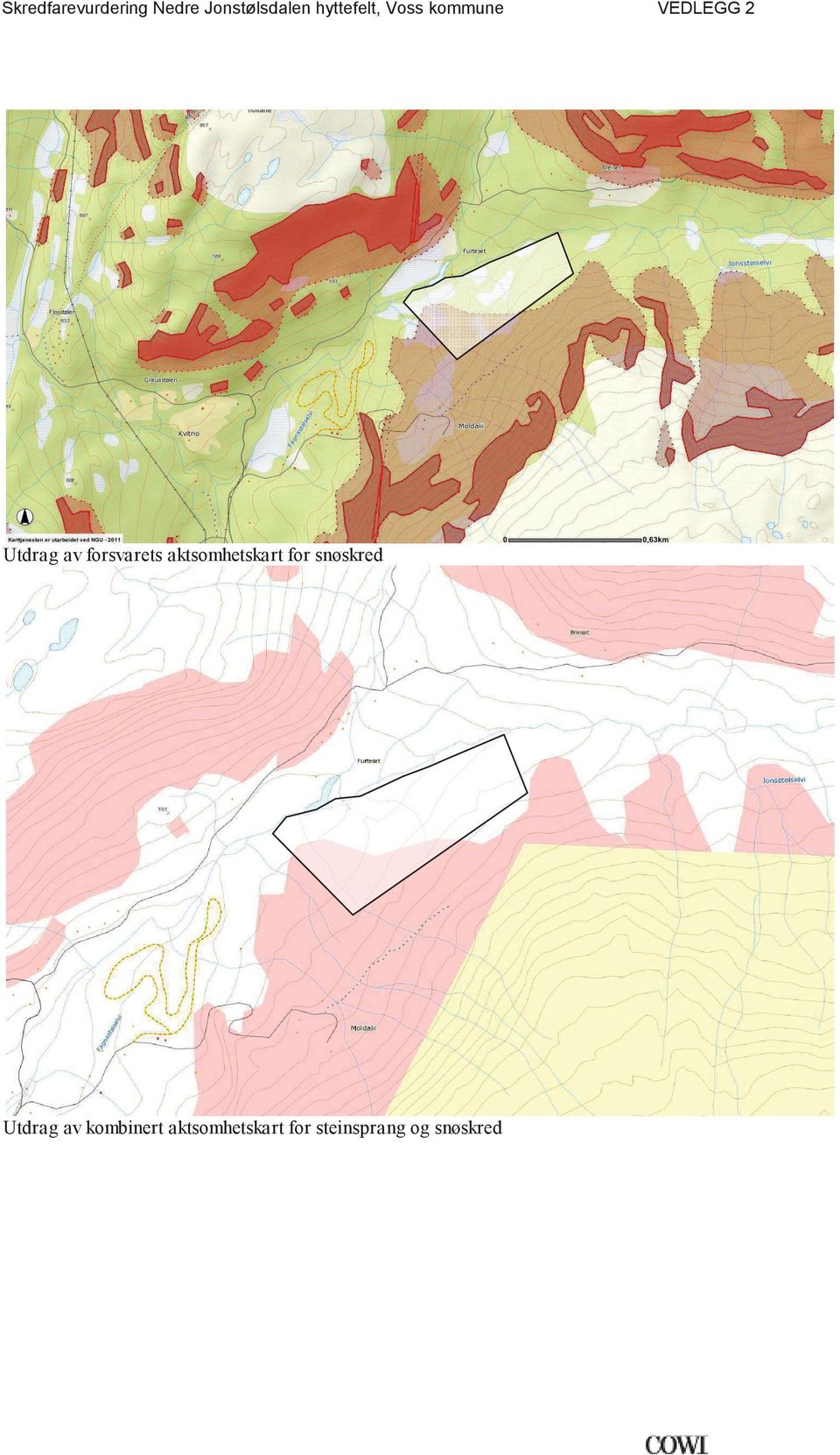 aktsomhetskart for snøskred Utdrag av