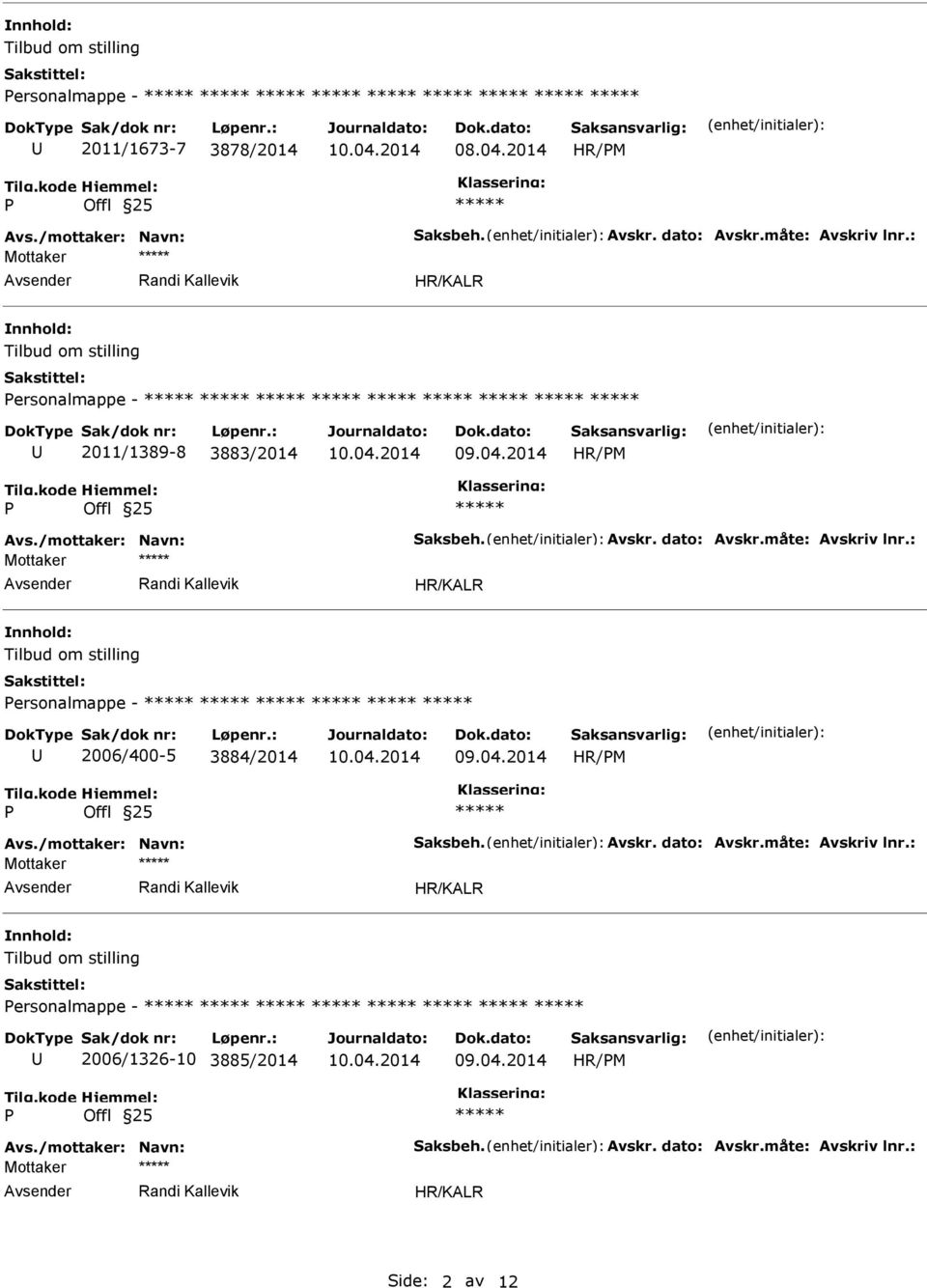 HR/M ersonalmappe - 2006/400-5 3884/2014 HR/M