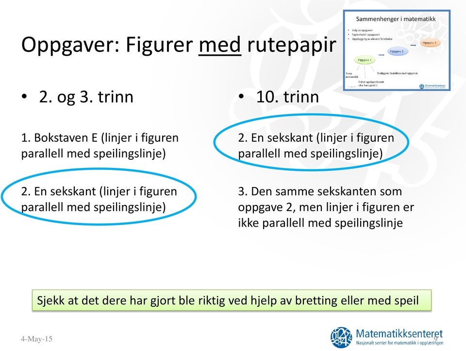 En sekskant (linjer i figuren parallell med speilingslinje) 2.