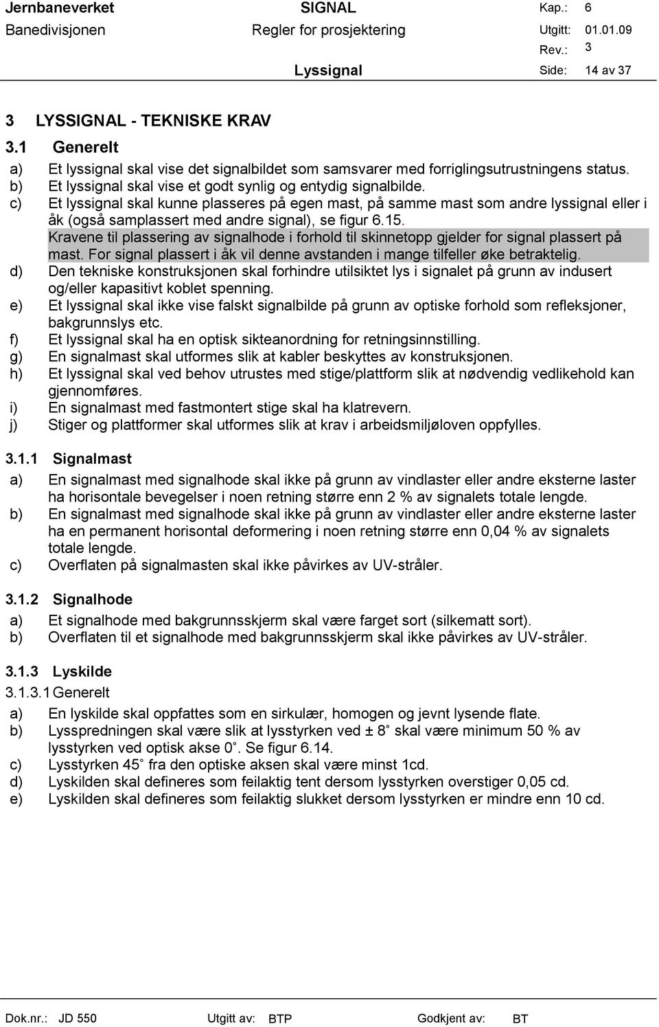 c) Et lyssignal skal kunne plasseres på egen mast, på samme mast som andre lyssignal eller i åk (også samplassert med andre signal), se figur 6.15.