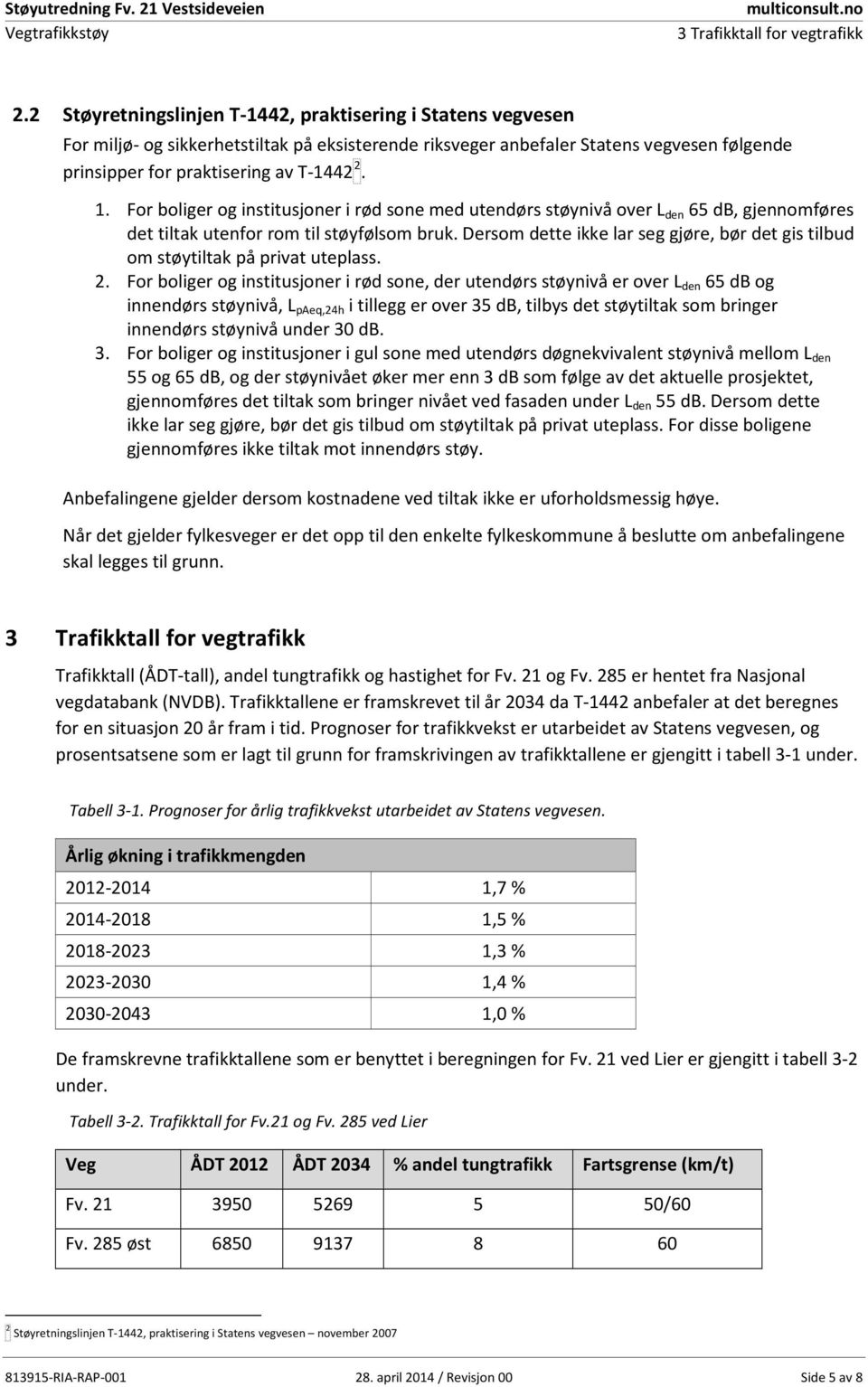 For boliger og institusjoner i rød sone med utendørs støynivå over L den 65 db, gjennomføres det tiltak utenfor rom til støyfølsom bruk.