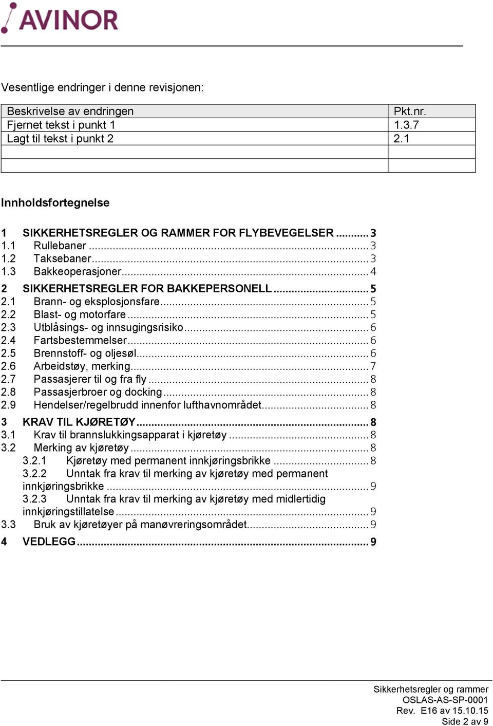 .. 6 2.4 Fartsbestemmelser... 6 2.5 Brennstoff- og oljesøl... 6 2.6 Arbeidstøy, merking... 7 2.7 Passasjerer til og fra fly... 8 2.8 Passasjerbroer og docking... 8 2.9 Hendelser/regelbrudd innenfor lufthavnområdet.