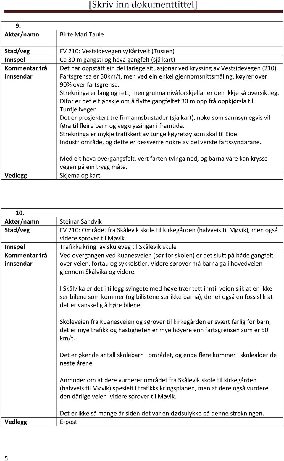 Difor er det eit ønskje om å flytte gangfeltet 30 m opp frå oppkjørsla til Tunfjellvegen.