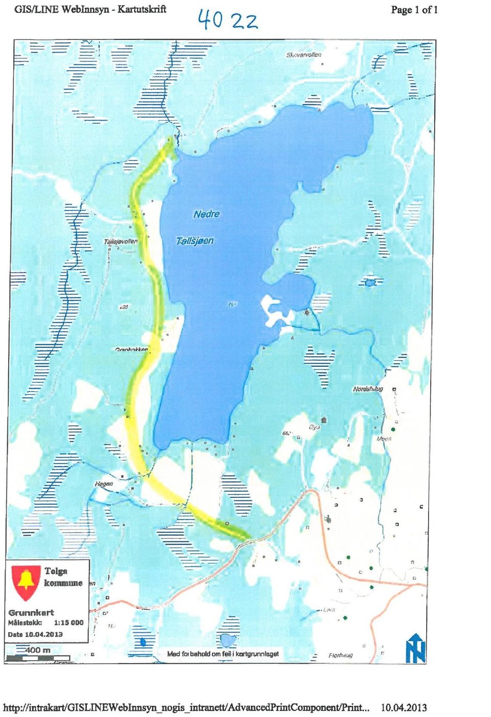 kg Tolga kononune fl wilestack: 1:15 000 Data 10.04.