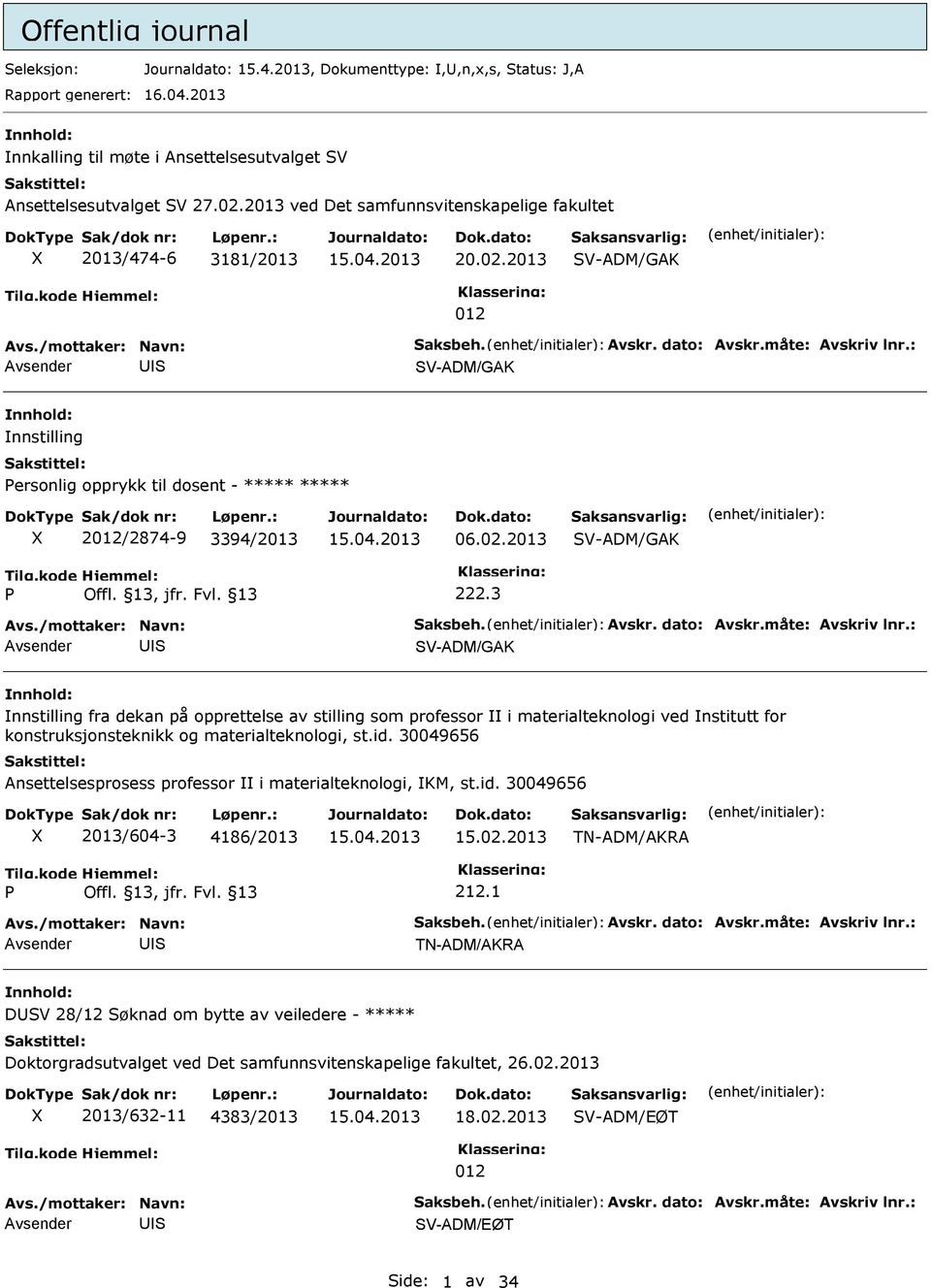 3 V-ADM/GAK nnstilling fra dekan på opprettelse av stilling som professor i materialteknologi ved nstitutt for konstruksjonsteknikk og materialteknologi, st.id.