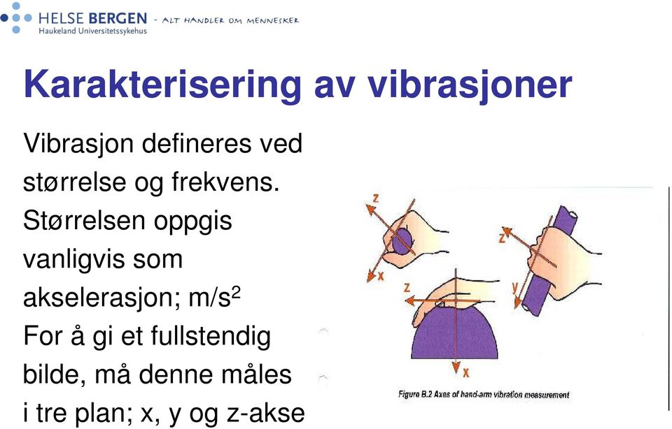 Størrelsen oppgis vanligvis som akselerasjon; m/s