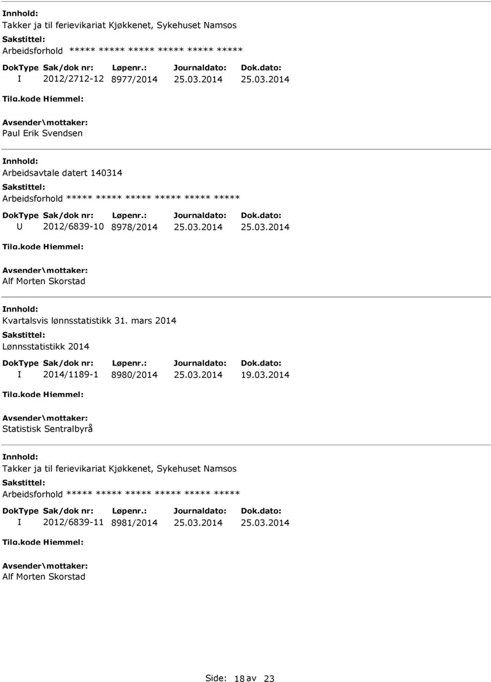 Kvartalsvis lønnsstatistikk 31. mars 2014 Lønnsstatistikk 2014 2014/1189-1 8980/2014 19.03.