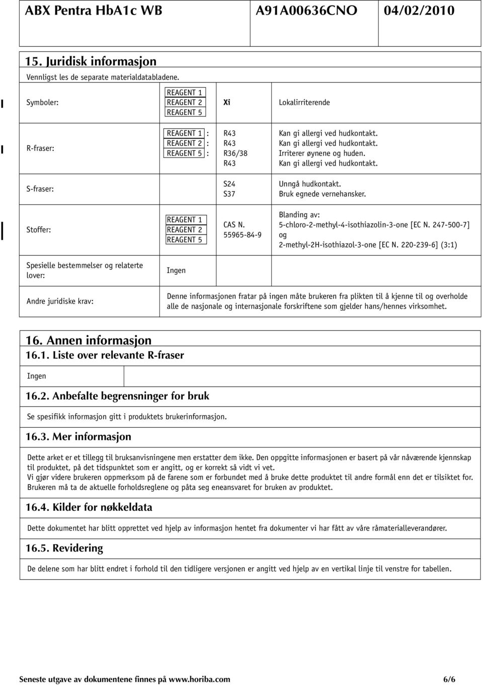 55965-84-9 Blanding av: 5-chloro-2-methyl-4-isothiazolin-3-one [EC N. 247-500-7] og 2-methyl-2H-isothiazol-3-one [EC N.