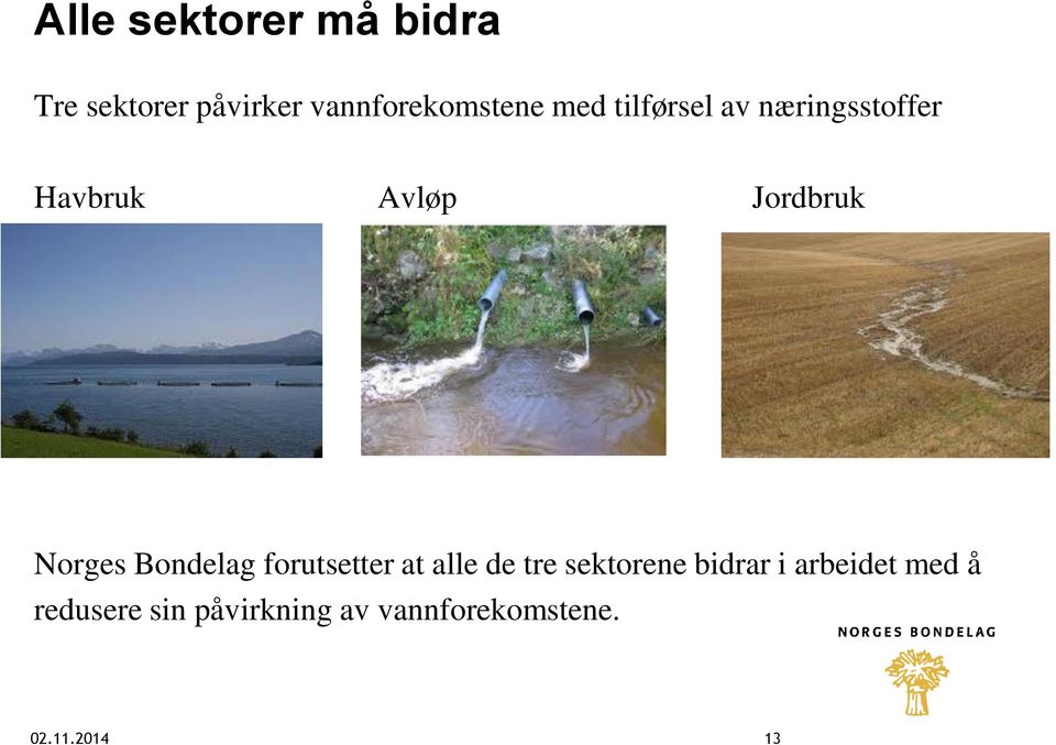 Bondelag forutsetter at alle de tre sektorene bidrar i