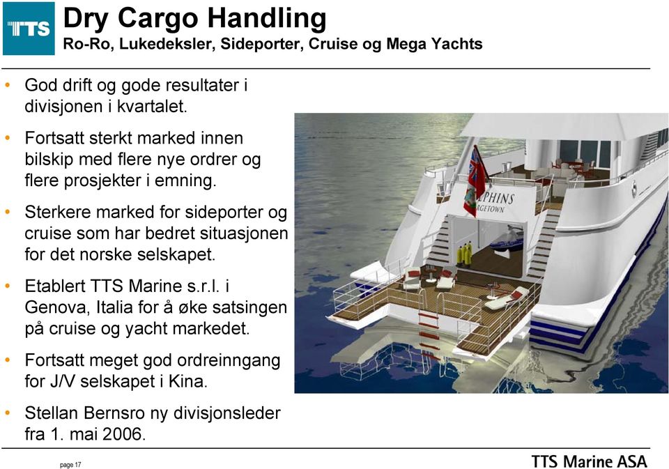 Sterkere marked for sideporter og cruise som har bedret situasjonen for det norske sels