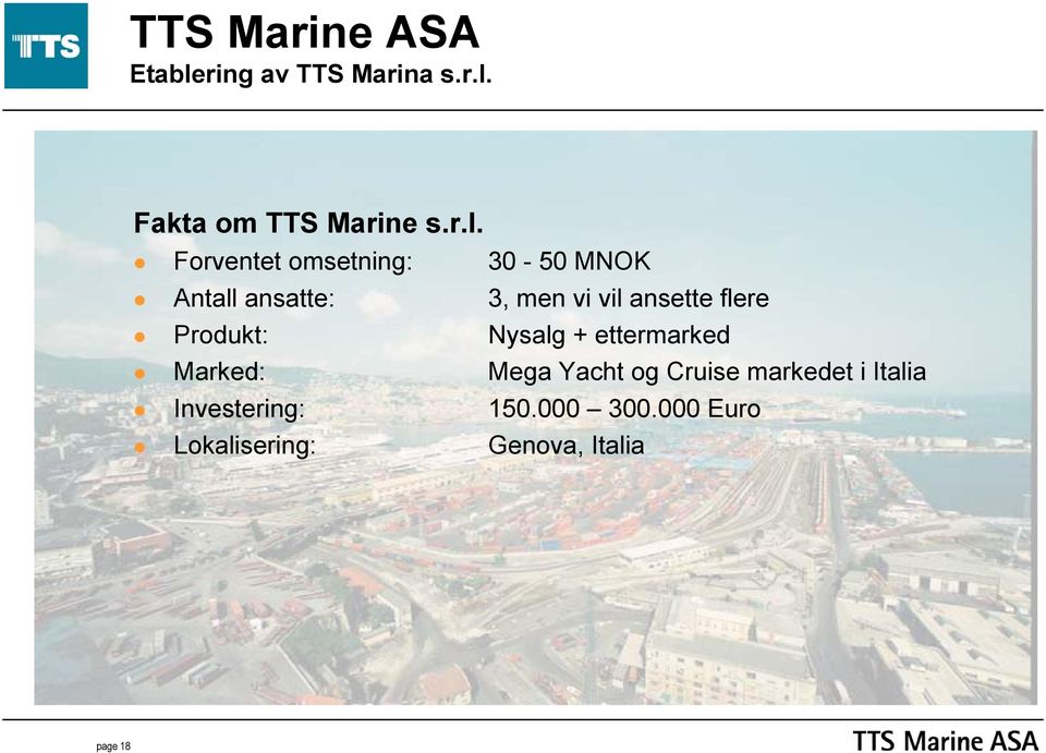 Fakta om TTS Marine s.r.l.