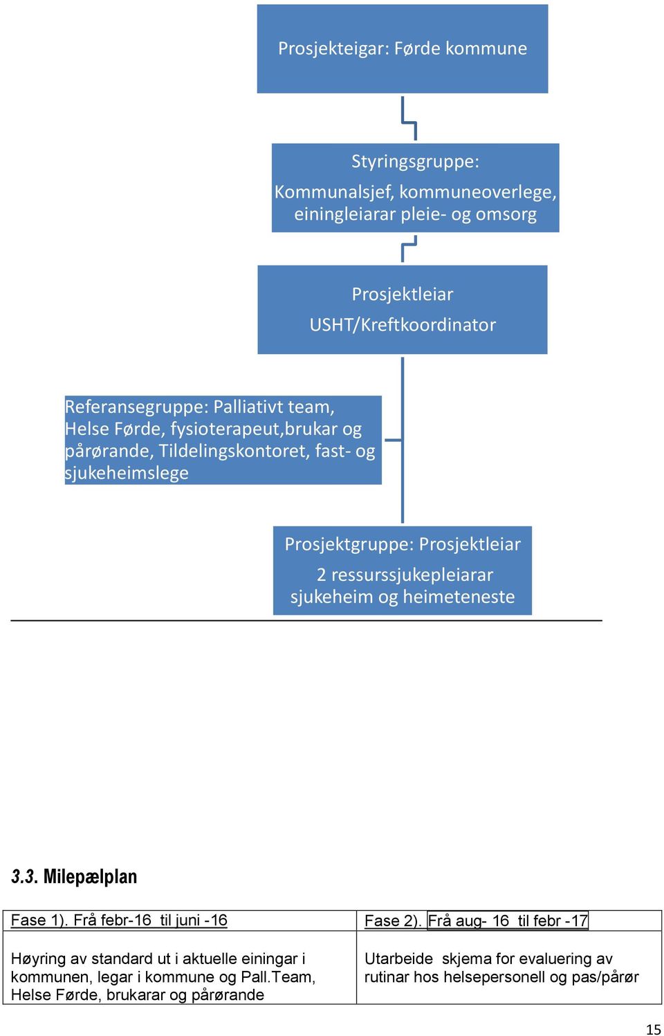 ressurssjukepleiarar sjukeheim og heimeteneste 3.3. Milepælplan Fase 1). Frå febr-16 til juni -16 Fase 2).