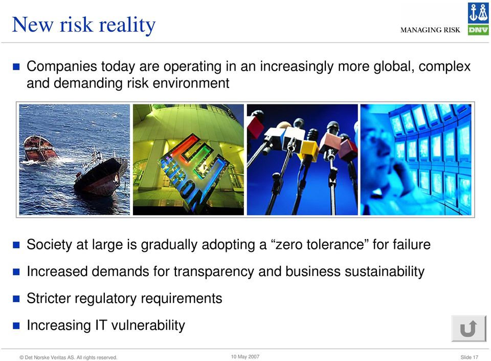 zero tolerance for failure Increased demands for transparency and business