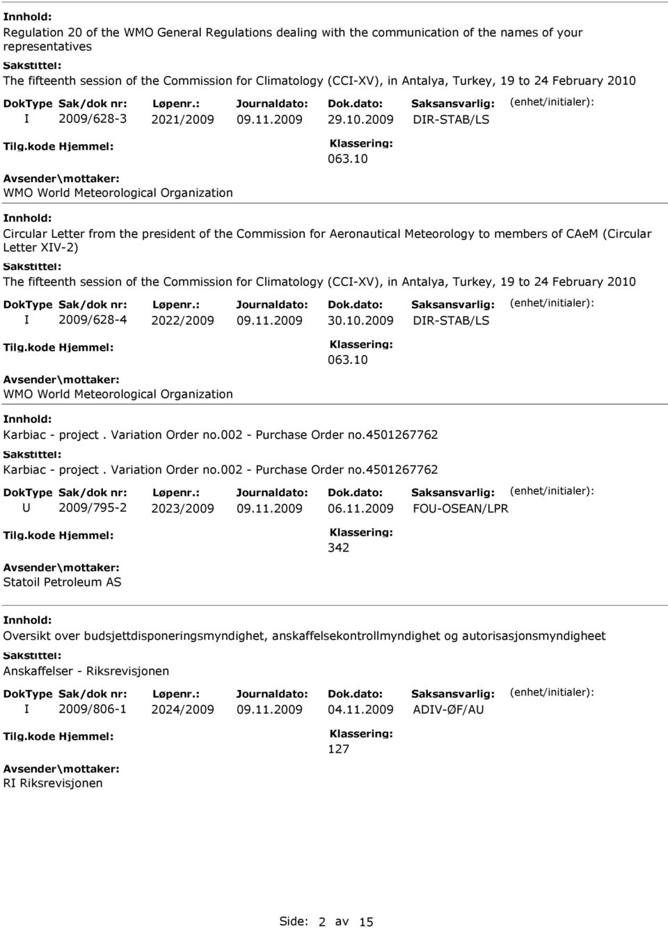 10 WMO World Meteorological Organization Circular Letter from the president of the Commission for Aeronautical Meteorology to members of CAeM (Circular Letter XV-2) The fifteenth session of the