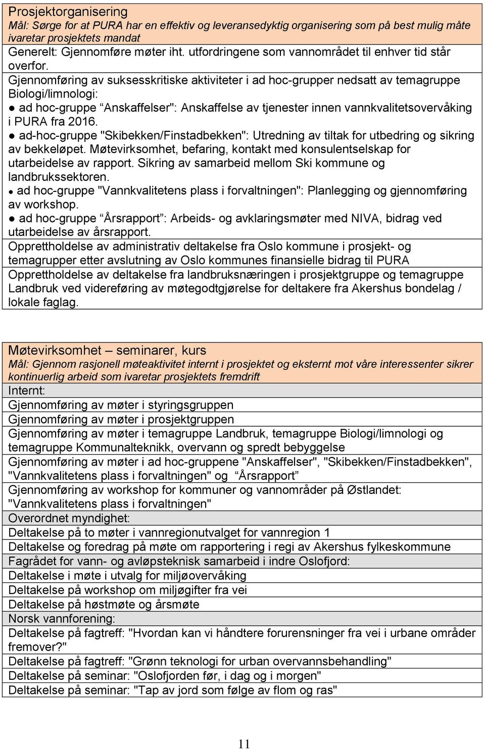 Gjennomføring av suksesskritiske aktiviteter i ad hoc-grupper nedsatt av temagruppe Biologi/limnologi: ad hoc-gruppe Anskaffelser": Anskaffelse av tjenester innen vannkvalitetsovervåking i PURA fra