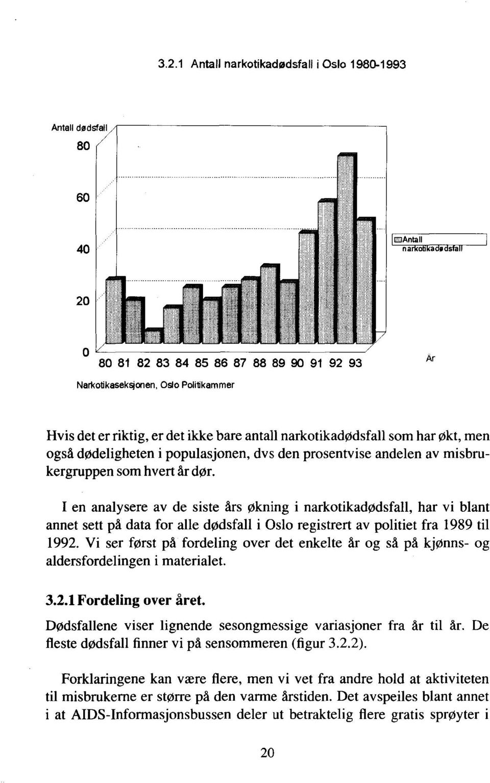 I en analysere av de siste års økning i narkotikadødsfall, har vi blant annet settpå data for alle dødsfall i Oslo registrert av politiet fra 1989 til 1992.