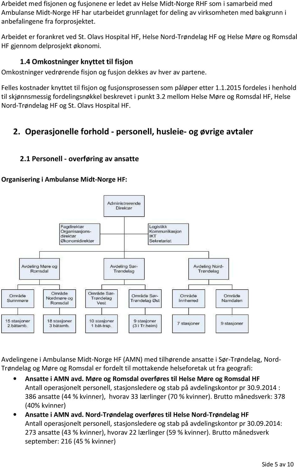 4 Omkostninger knyttet til fisjon Omkostninger vedrørende fisjon og fusjon dekkes av hver av partene. Felles kostnader knyttet til fisjon og fusjonsprosessen som påløper etter 1.