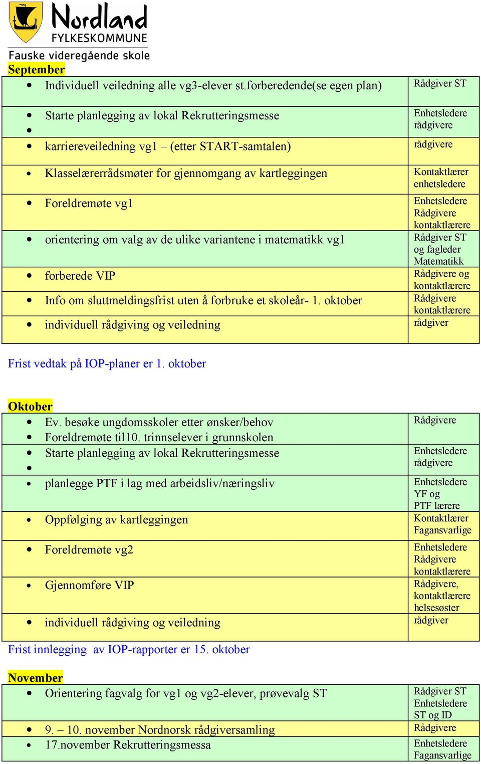 enhetsledere Foreldremøte vg1 orientering om valg av de ulike variantene i matematikk vg1 Rådgiver ST og fagleder Matematikk forberede VIP og Info om sluttmeldingsfrist uten å forbruke et skoleår- 1.