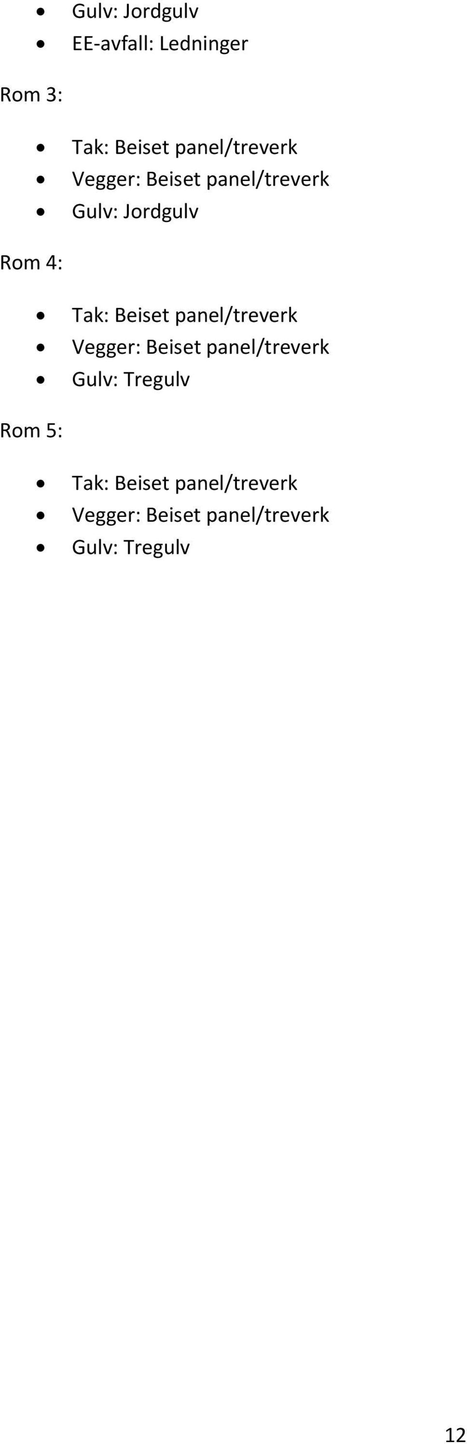 Tak: Beiset panel/treverk Vegger: Beiset panel/treverk Gulv: