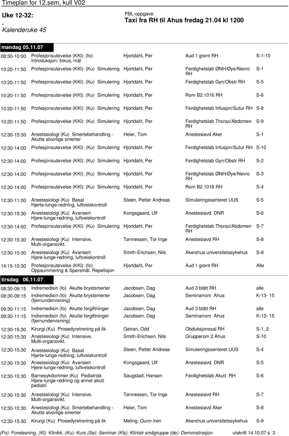 (KKl): (Ku) Simulering Ferdighetslab Gyn/Obstr 10:20-11:50 Profesjonsutøvelse (KKl): (Ku) Simulering Rom B2.