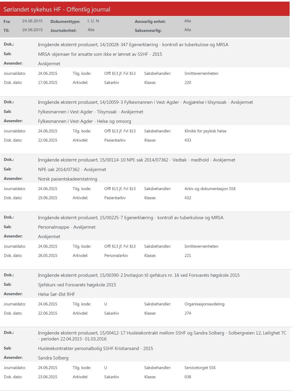 og omsorg Klinikk for psykisk helse Dok. dato: 22.06.