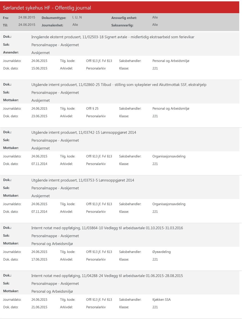 2015 Arkivdel: Personalarkiv Utgående internt produsert, 11/03742-15 Lønnsoppgjøret 2014 Personalmappe - Dok. dato: 07.11.2014 Arkivdel: Personalarkiv Utgående internt produsert, 11/03753-5 Lønnsoppgjøret 2014 Personalmappe - Dok.