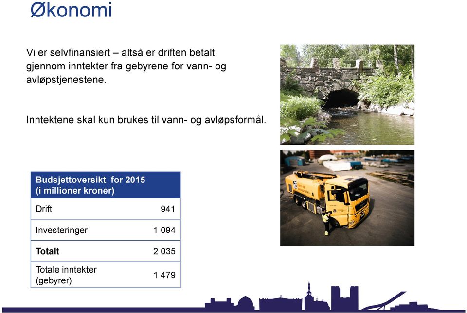 Inntektene skal kun brukes til vann- og avløpsformål.