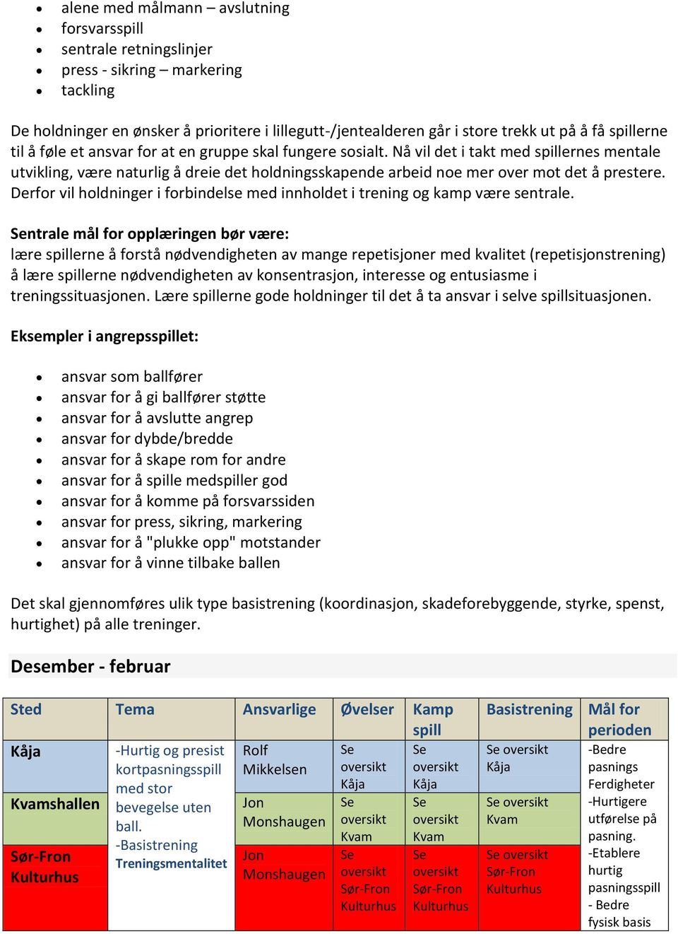 Nå vil det i takt med spillernes mentale utvikling, være naturlig å dreie det holdningsskapende arbeid noe mer over mot det å prestere.