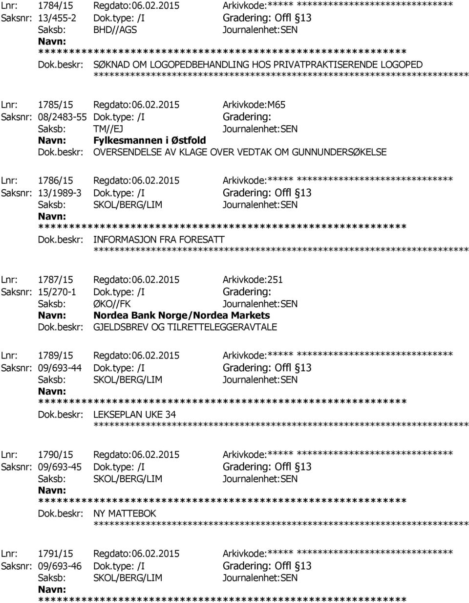 type: /I Gradering: Saksb: TM//EJ Journalenhet:SEN Fylkesmannen i Østfold Dok.beskr: OVERSENDELSE AV KLAGE OVER VEDTAK OM GUNNUNDERSØKELSE ************ Lnr: 1786/15 Regdato:06.02.