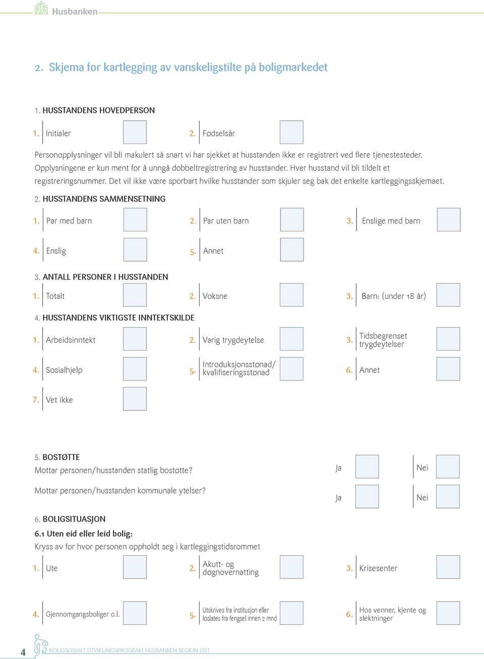 Opplysningene er kun ment for å unngå dobbeltregistrering av husstander. Hver husstand vil bli tildelt et registreringsnummer.