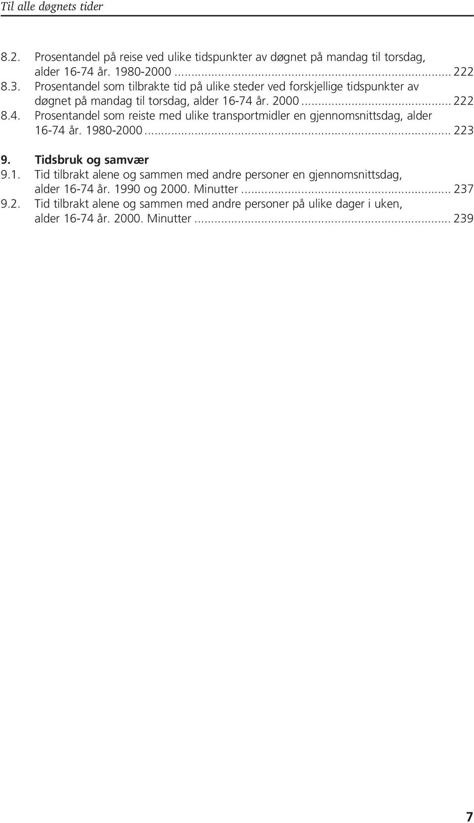 år. 2000... 222 8.4. Prosentandel som reiste med ulike transportmidler en gjennomsnittsdag, alder 16