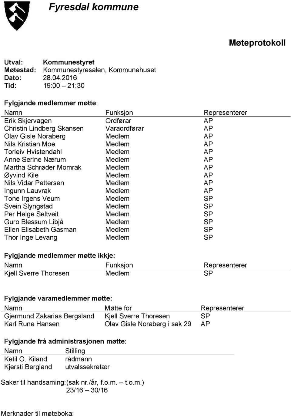 Medlem AP Torleiv Hvistendahl Medlem AP Anne Serine Nærum Medlem AP Martha Schrøder Momrak Medlem AP Øyvind Kile Medlem AP Nils Vidar Pettersen Medlem AP Ingunn Lauvrak Medlem AP Tone Irgens Veum