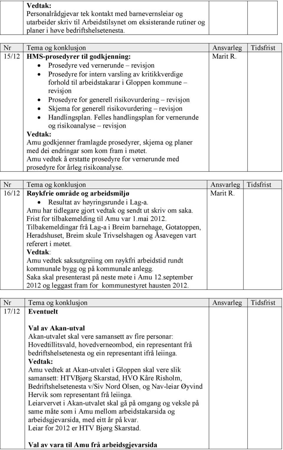 risikovurdering revisjon Skjema for generell risikovurdering revisjon Handlingsplan.