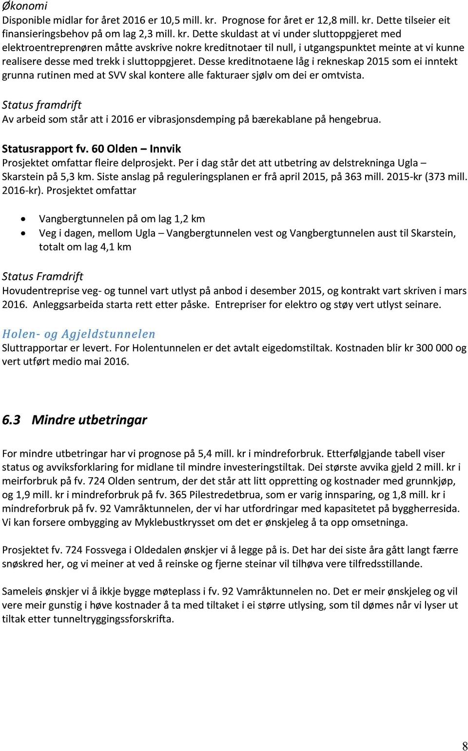 Dette tilseier eit finansieringsbehov på om lag 2,3 mill. kr.