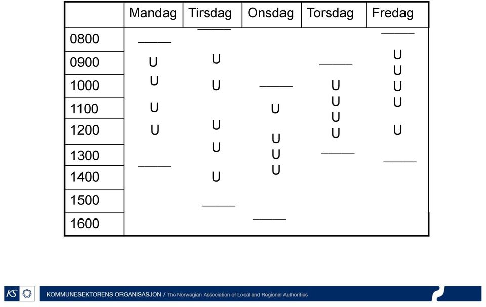 1400 U U 1500 1600 Mandag