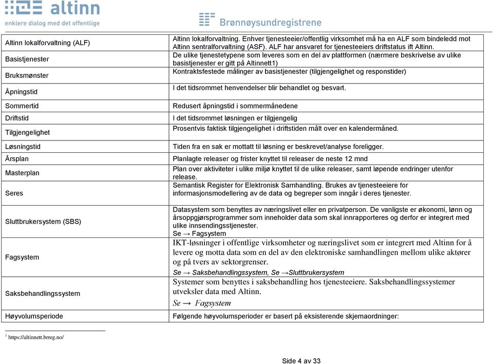 ALF har ansvaret for tjenesteeiers driftstatus ift Altinn.