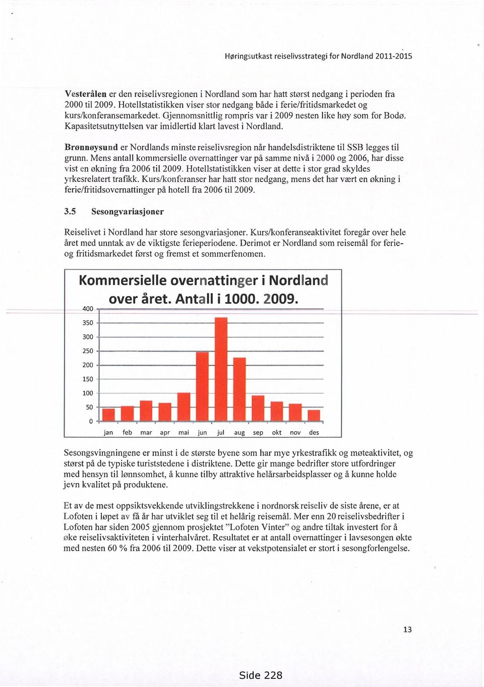 Kapasitetsutnyttelsen var imidlertid klart lavest i Nordland. Bronnoysund er Nordlands minste reiselivsregion når handelsdistriktene til SSB legges til grunn.