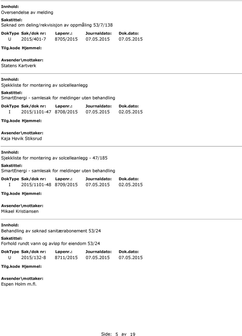 for montering av solcelleanlegg - 47/185 2015/1101-48 8709/2015 Mikael Kristiansen Behandling av søknad