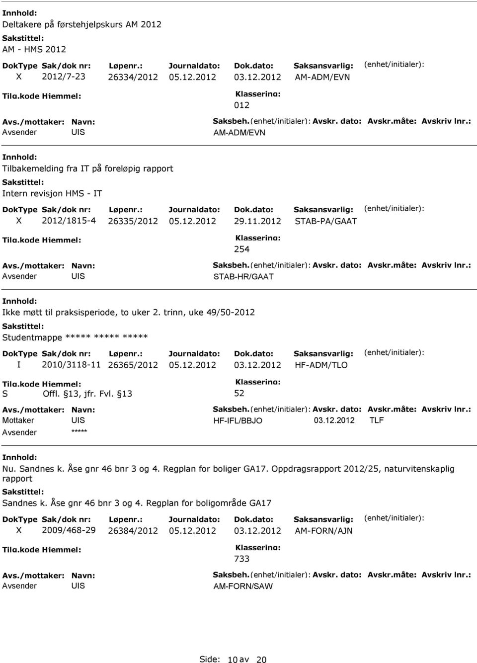 12.2012 TLF Nu. andnes k. Åse gnr 46 bnr 3 og 4. Regplan for boliger GA17. Oppdragsrapport 2012/25, naturvitenskaplig rapport andnes k. Åse gnr 46 bnr 3 og 4. Regplan for boligområde GA17 2009/468-29 26384/2012 03.