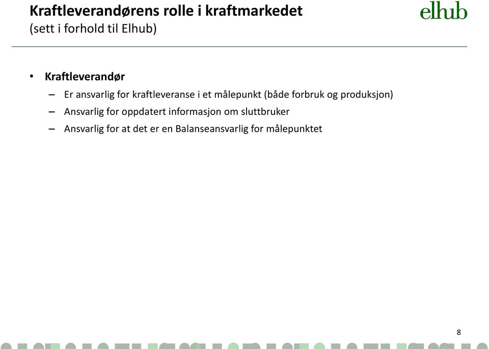 (både forbruk og produksjon) Ansvarlig for oppdatert informasjon om