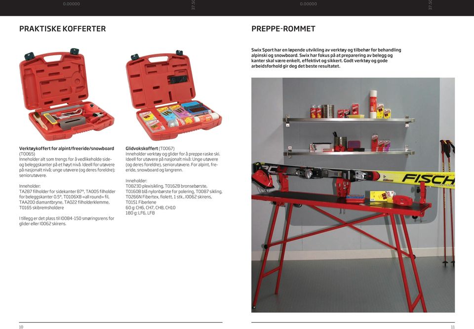 Verktøykoffert for alpint/freeride/snowboard (T0065) Inneholder alt som trengs for å vedlikeholde sideog beleggskanter på et høyt nivå.