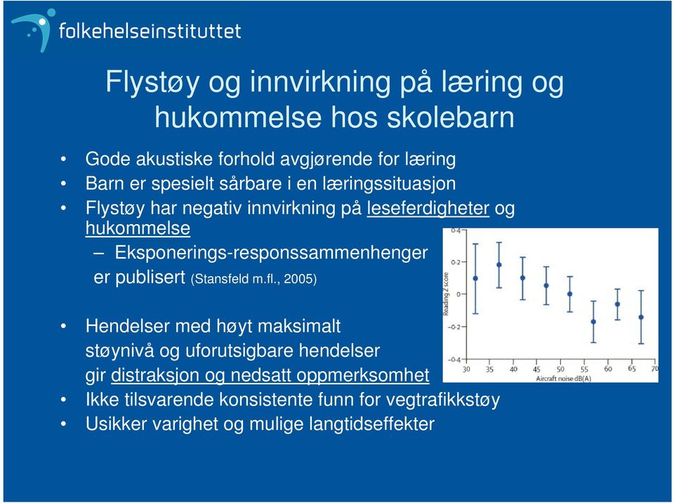 Eksponerings-responssammenhenger er publisert (Stansfeld m.fl.